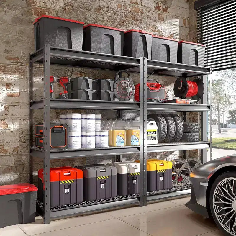 Étagère Atlas à 4 niveaux 122cmx61cmx183cm Unité de rangement de garage robuste Charge 5443kg Fini martelé