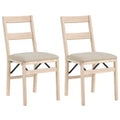 Stakmore Classic Premium Solid Wood Dining Table Folding Chair Furniture Set with Fabric Padded Upholstered Seat, Set of 2, Unfinished