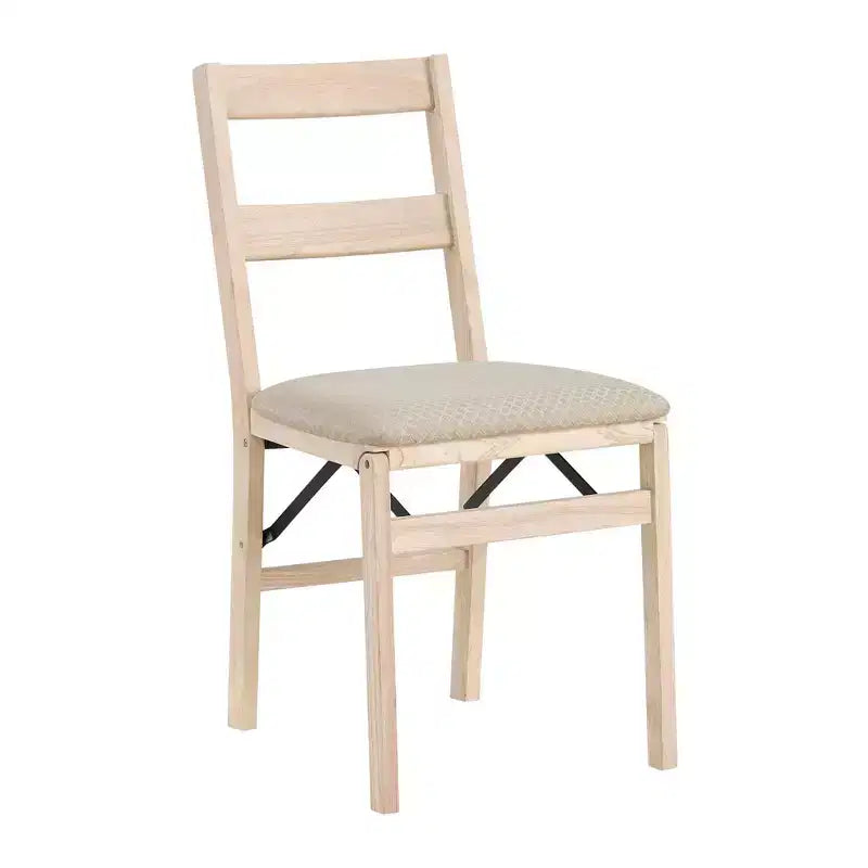 Stakmore Classic Premium - Ensemble de 2 chaises pliantes en bois massif, avec siège rembourré en tissu, inachevées