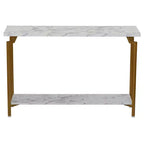 Console de canapé Crown avec étagère de rangement Marbre blanc et métal doré