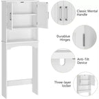Meuble de Rangement WC, Organisateur de Salle de Bain à Double Porte avec Dispositif Anti-Basculement
