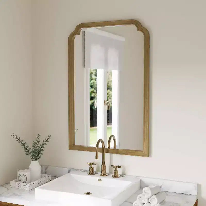 Flash Furniture Efie Grand miroir mural avec cadre en bois massif pour salle de bain, entrée, salle à manger et salon