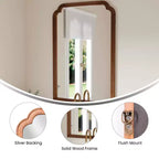Flash Furniture Efie Grand miroir mural avec cadre en bois massif pour salle de bain, entrée, salle à manger et salon