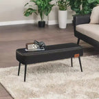 Banc pour entrée et chambre à coucher, banc de bout de lit, pouf de rangement en cuir synthétique avec surpiqûres, supporte 300 kg