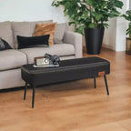 Banc pour entrée et chambre à coucher, banc de bout de lit, pouf de rangement en cuir synthétique avec surpiqûres, supporte 300 kg