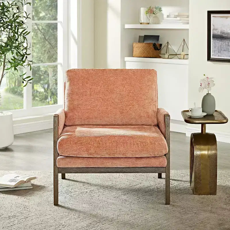 Fauteuil d'appoint en velours Kelly de Roundhill Furniture, style moderne du milieu du siècle