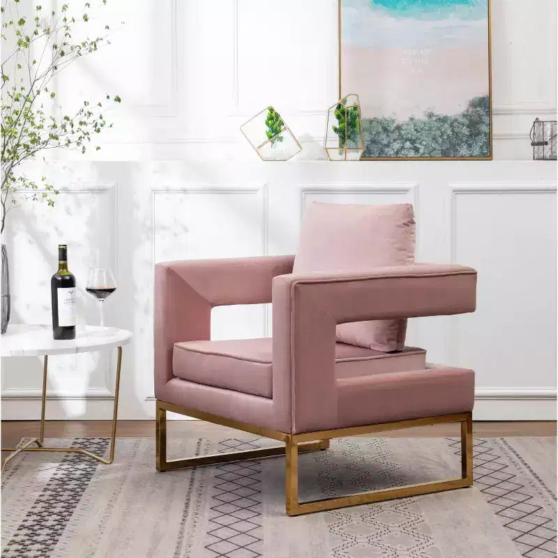 Fauteuil d'appoint rembourré contemporain Roundhill Furniture Lenola, rose
