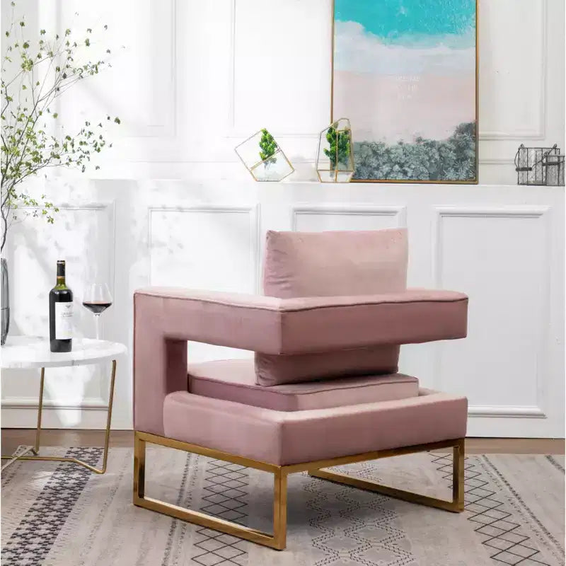 Fauteuil d'appoint rembourré contemporain Roundhill Furniture Lenola, rose