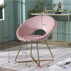 Fauteuil d'appoint rembourré en velours soyeux Slatina Roundhill Furniture, rose avec base finition doré