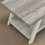 Table d'appoint Athènes contemporaine à deux tons en bois, gris patiné et beige