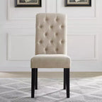 Chaise de salle à manger Roundhill Furniture Leviton en bois massif capitonnée Asons, beige, lot de 2