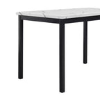 Table de salle à manger Roundhill Furniture Noyes en métal avec plateau en faux marbre stratifié, blanc cassé