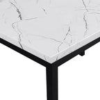 Table de salle à manger Roundhill Furniture Noyes en métal avec plateau en faux marbre stratifié, blanc cassé