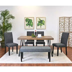 Ensemble de salle à manger Roundhill Furniture Amisos, table à manger avec pieds épingle, 4 chaises et banc rembourré, 6 pièces