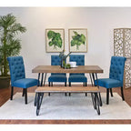 Ensemble de salle à manger 6 pièces Ashford, table à manger avec pieds épingle à cheveux, 4 chaises et banc, 4 options de couleur
