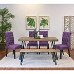 Ensemble de salle à manger 6 pièces Ashford, table à manger avec pieds épingle à cheveux, 4 chaises et banc, 4 options de couleur