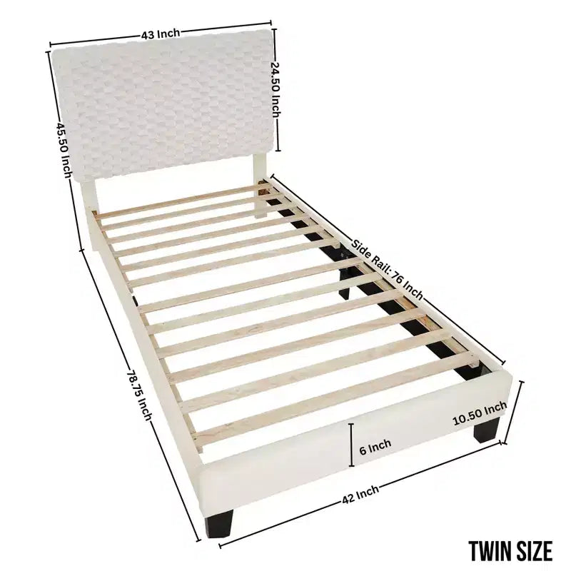 Ensemble de chambre 3 pièces Findlay, lit rembourré 3D en peluche avec 2 tables de chevet