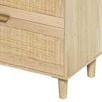 Commode en rotin 51.18/59.06W à 6 tiroirs, meuble de rangement avec poignée en métal et pieds en bois - ModernLuxe