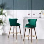 Tabourets de bar à dossier ailé recouverts de tissu Leland de Roundhill Furniture, verts, ensemble de 2