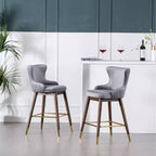 Tabourets de bar rembourrés en tissu Roundhill Furniture Leland, hauteur comptoir, dossier haut, gris, lot de 2