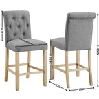 Tabourets de bar en bois massif à dossier touffeté Roundhill Furniture Siena, bleus, lot de 2