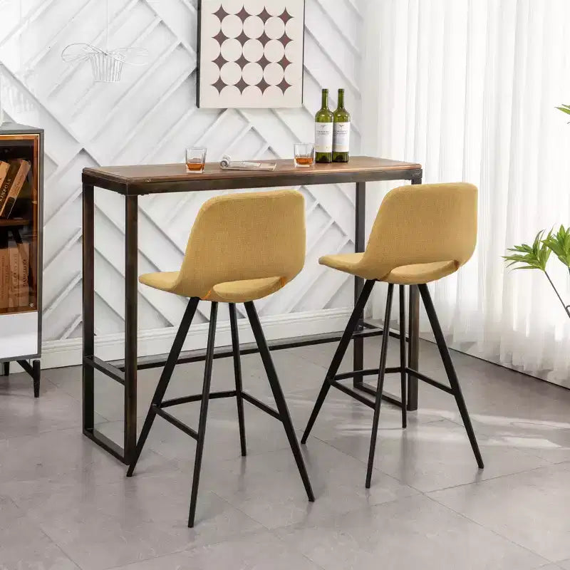 Tabourets de bar en tissu Porth de 28,25 po de Roundhill Furniture, jaune, lot de 2