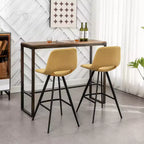 Tabourets de bar en tissu Porth de 28,25 po de Roundhill Furniture, jaune, lot de 2
