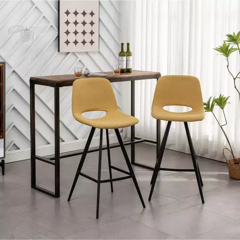 Tabourets de bar en tissu Porth de 28,25 po de Roundhill Furniture, jaune, lot de 2