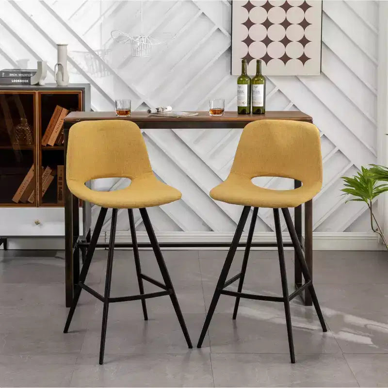 Tabourets de bar en tissu Porth de 28,25 po de Roundhill Furniture, jaune, lot de 2