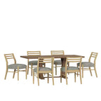 Christopher Knight Home Fernleaf 7 Pieces Farmhouse Upholstered Wood Expandable Dining Set