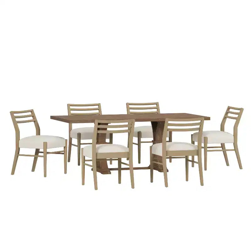 Ensemble de salle à manger extensible 7 pièces en bois rembourré style ferme Christopher Knight Home Fernleaf