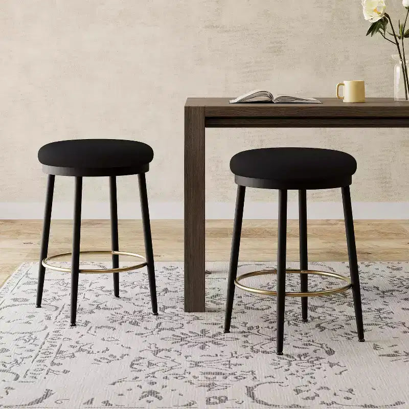 2/4 tabourets de bar, tabourets d'appoint ronds modernes avec cadre en métal, coussin, repose-pieds pour cuisine/chambre/salle à manger - ModernLuxe