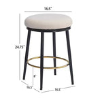 2/4 tabourets de bar, tabourets d'appoint ronds modernes avec cadre en métal, coussin, repose-pieds pour cuisine/chambre/salle à manger - ModernLuxe