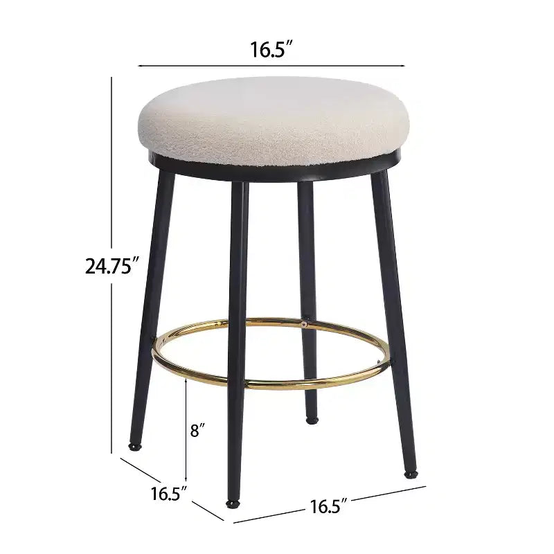 2/4 tabourets de bar, tabourets d'appoint ronds modernes avec cadre en métal, coussin, repose-pieds pour cuisine/chambre/salle à manger - ModernLuxe