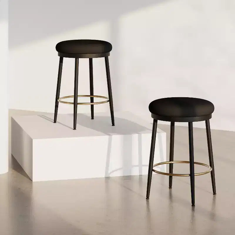2/4 tabourets de bar, tabourets d'appoint ronds modernes avec cadre en métal, coussin, repose-pieds pour cuisine/chambre/salle à manger - ModernLuxe