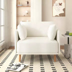 Fauteuil d'appoint rembourré moderne avec coussins moelleux et pieds en bois robustes, fauteuil de salon confortable - Christopher Knight Home