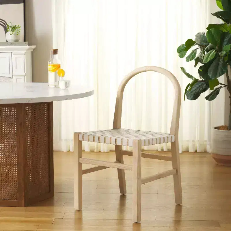 Chaise de salle à manger Kinzee - DCH1211 - Blanc/Naturel - Safavieh