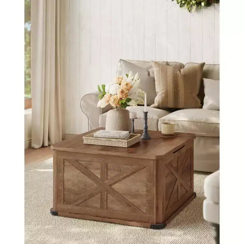 Table basse de style industriel VASAGLE avec rangement, table basse carrée pour salon, table basse avec plateaux relevables