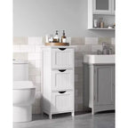 Floor Cabinet, Free-Standing Storage Cabinet with 3 Drawers, 11.8 x 12.6 x 31.9 Inches, Modern Style, Matte White