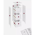 Meuble de Rangement sur Pied avec 3 Tiroirs, 30 x 32 x 81 cm, Style Moderne, Blanc Mat