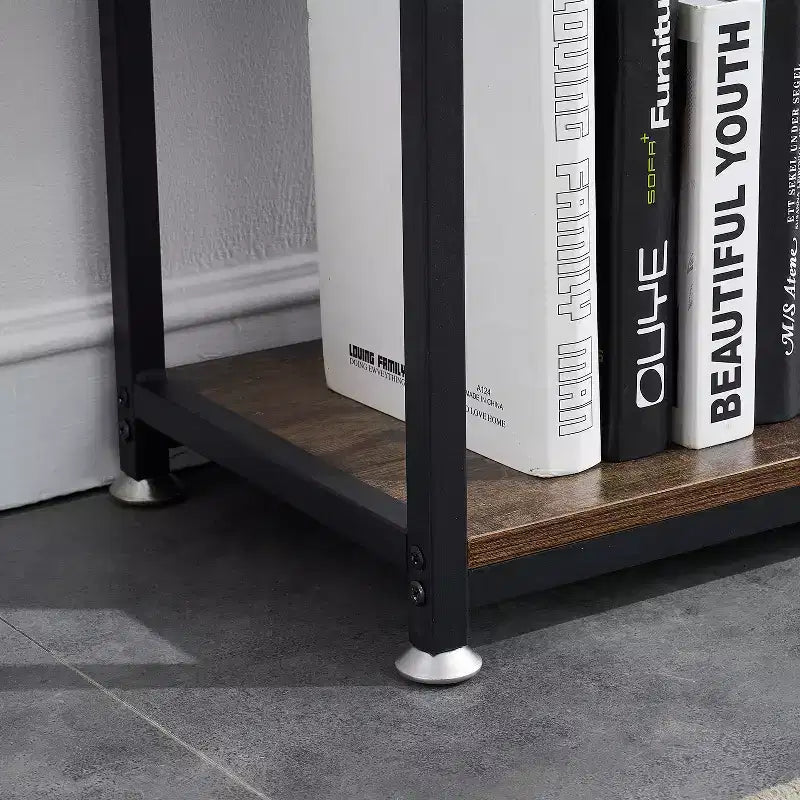 VECELO Étagère Bibliothèque de 157 cm de Haut, Étagère de Rangement Industrielle avec 2 Tiroirs, Bibliothèque à 5 Niveaux, Marron Classique
