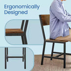 VASAGLE Lot de 2 chaises de salle à manger, chaises rustiques en bois avec cadre en acier, faciles à assembler, assise confortable, chaise moderne de style fermier