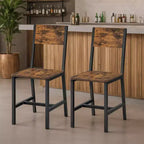 VASAGLE Lot de 2 chaises de salle à manger, chaises rustiques en bois avec cadre en acier, faciles à assembler, assise confortable, chaise moderne de style fermier