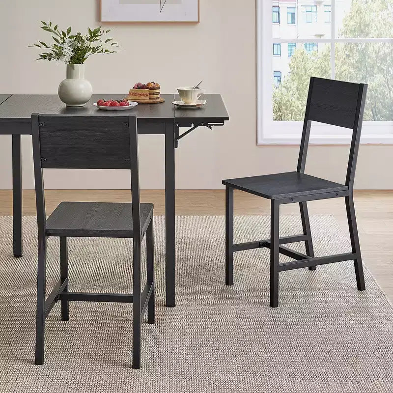 VASAGLE Lot de 2 chaises de salle à manger, chaises rustiques en bois avec cadre en acier, faciles à assembler, assise confortable, chaise moderne de style fermier