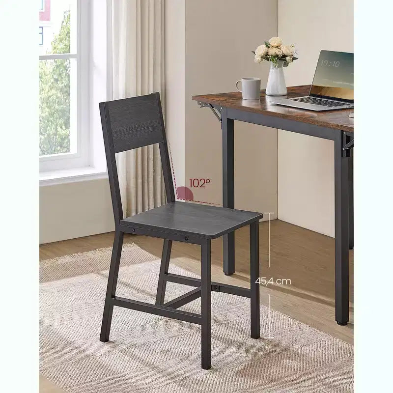 VASAGLE Lot de 2 chaises de salle à manger, chaises rustiques en bois avec cadre en acier, faciles à assembler, assise confortable, chaise moderne de style fermier
