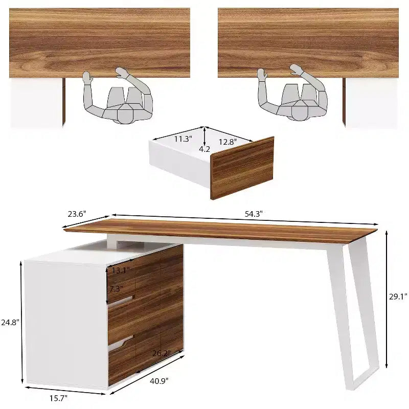 Bureau d'angle en L Famapy avec tiroirs