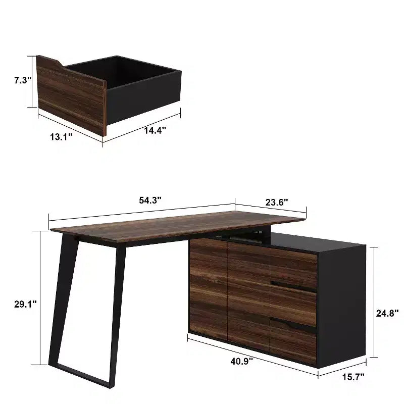 Bureau d'angle en L Famapy avec tiroirs