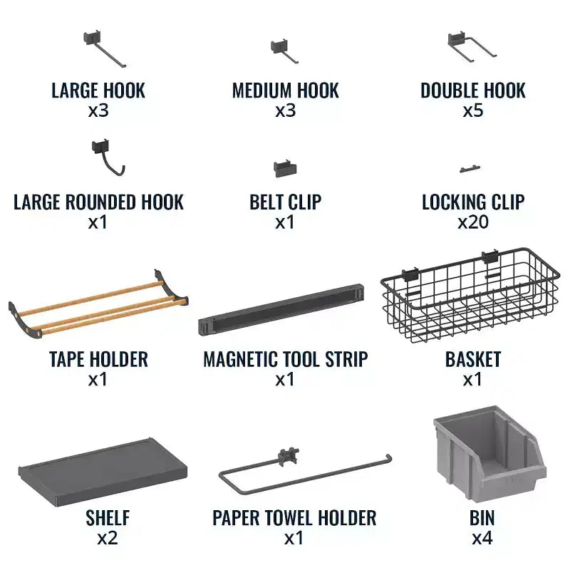 StoreYourBoard 51 x 32 Pristine PRO Pegboard | 23 Accessoires