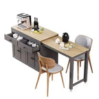 Îlot de cuisine extensible Whisen Modern avec étagère à épices, 2 tiroirs et meuble à 4 portes