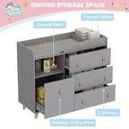 Table à langer Famapy avec poignées en cuir, grand plan de travail, trois tiroirs, grand espace de rangement, armoire de rangement